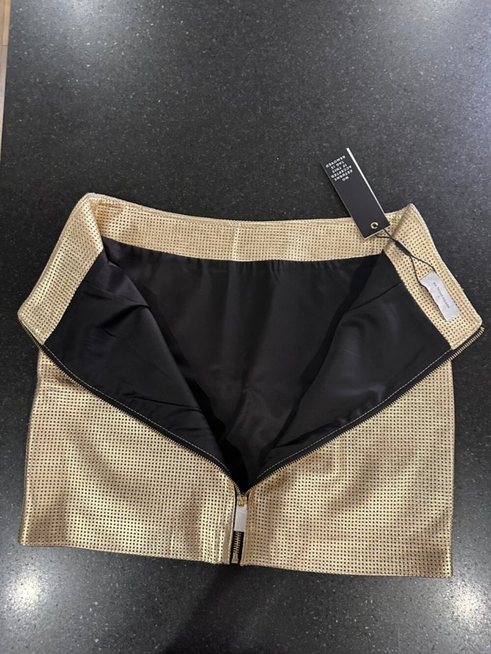 NEW WITH TAGS | ALL THINGS GOLDEN THE GO TO MINI SKIRT – GOLD LEATHER | SIZE L - Picture 7 of 12
